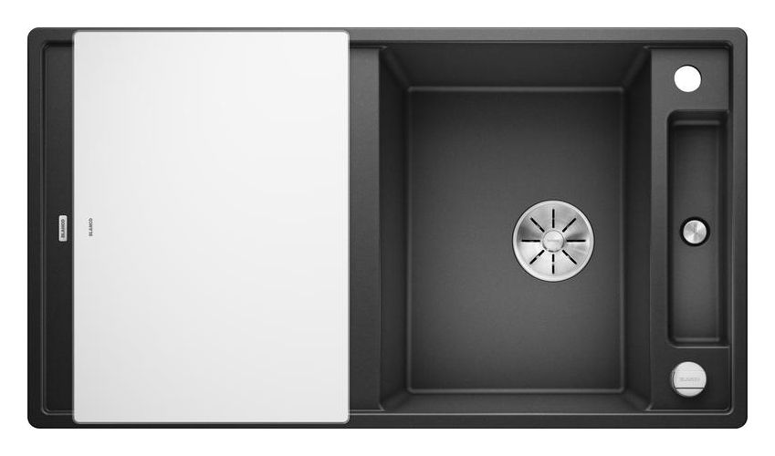 AXIA III 5 S mit Ablauffernbedienung Einbauspüle für 50 cm Unterschrank Silgranit 2 Becken  (Anthrazit) 