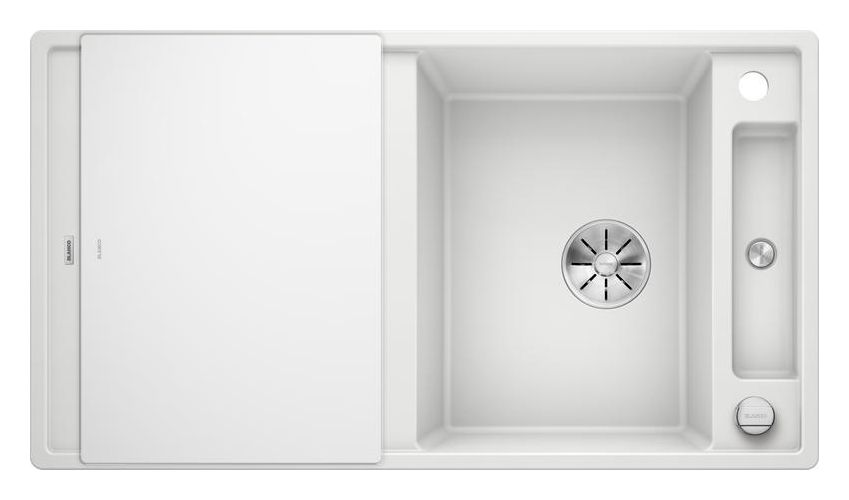 AXIA III 5 S mit Ablauffernbedienung Einbauspüle für 50 cm Unterschrank Silgranit 2 Becken  (Weiß) 
