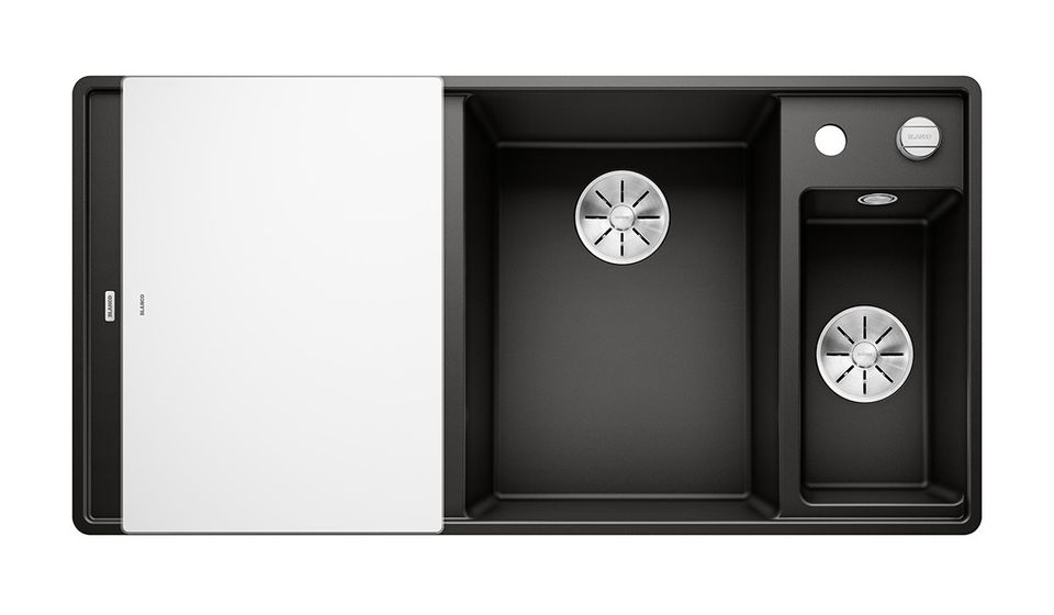 AXIA III 6 S-F Flächenbündige Spüle für 60 cm Unterschrank Silgranit 2 Becken  (Schwarz) 