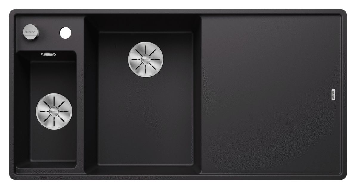 AXIA III 6 S-F Flächenbündige Spüle für 60 cm Unterschrank Silgranit 2 Becken  (Schwarz) 