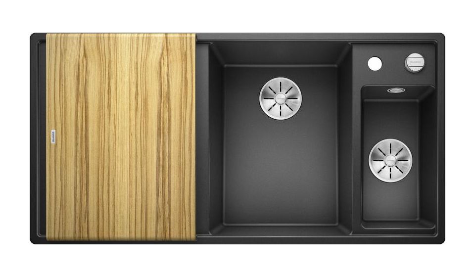 AXIA III 6 S mit Ablauffernbedienung Einbauspüle für 60 cm Unterschrank Silgranit 2 Becken  (Anthrazit) 