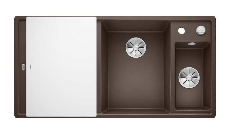 AXIA III 6 S mit Ablauffernbedienung Einbauspüle für 60 cm Unterschrank Silgranit 2 Becken  (Braun) 