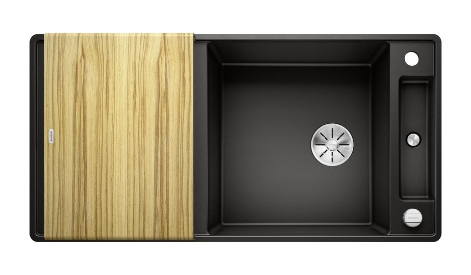 AXIA III XL 6 S-F Flächenbündige Spüle für 60 cm Unterschrank Silgranit 2 Becken  (Schwarz) 