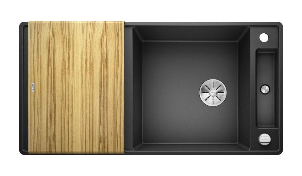 AXIA III XL 6 S-F mit Ablauffernbedienung Flächenbündige Spüle für 60 cm Unterschrank Silgranit 2 Becken  (Anthrazit) 