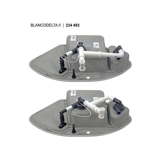 BLANCODELTA 9 E-F Flächenbündige Spüle für 80 cm Unterschrank Silgranit 3 Becken  (Schwarz) 
