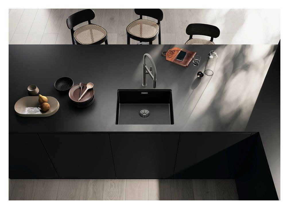 CLARON 500-U Dark Steel Edition Unterbauspüle für 60 cm Unterschrank Edelstahl 1 Becken  (Schwarz) 