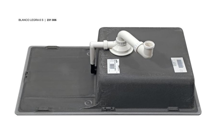 LEGRA XL 6 S, SILGRANIT, weiß, ohne Ablauffernbedienung, reversibel, 600 mm Untermaß 