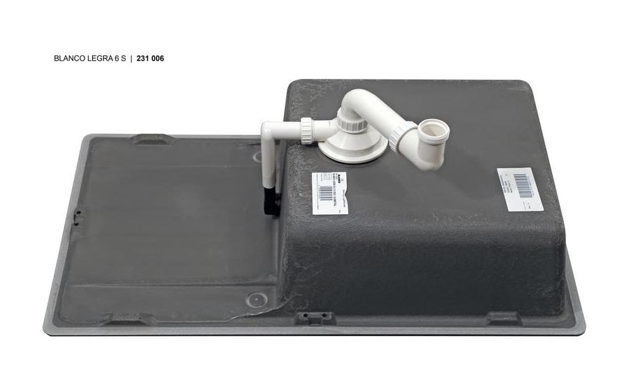 LEGRA XL 6 S, SILGRANIT, schwarz, ohne Ablauffernbedienung, reversibel, 600 mm Untermaß 