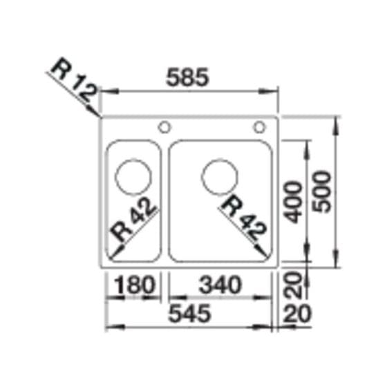 SOLIS 340/180-IF/A, Edelstahl Bürstfinish, mit Ablauffernbedienung, ohne Zubehör, Becken rechts, 600 mm Untermaß 