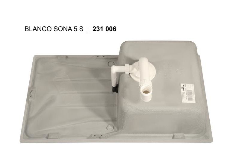 SONA 5 S, SILGRANIT, anthrazit, ohne Ablauffernbedienung, reversibel, 500 mm Untermaß 
