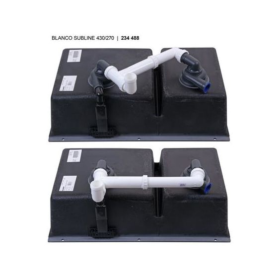 SUBLINE 430/270-U, SILGRANIT, anthrazit, ohne Ablauffernbedienung, Becken links, 800 mm Untermaß 