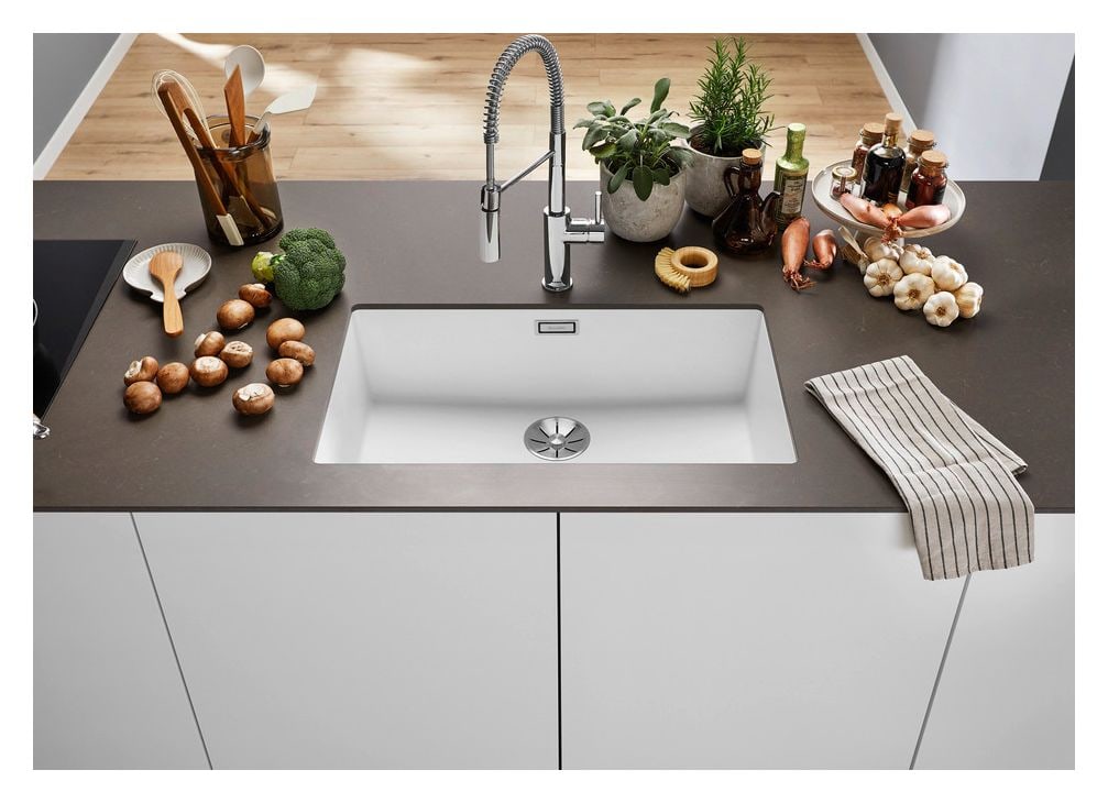 SUBLINE 700-U Unterbauspüle für 80 cm Unterschrank Silgranit 1 Becken  (Weiß) 