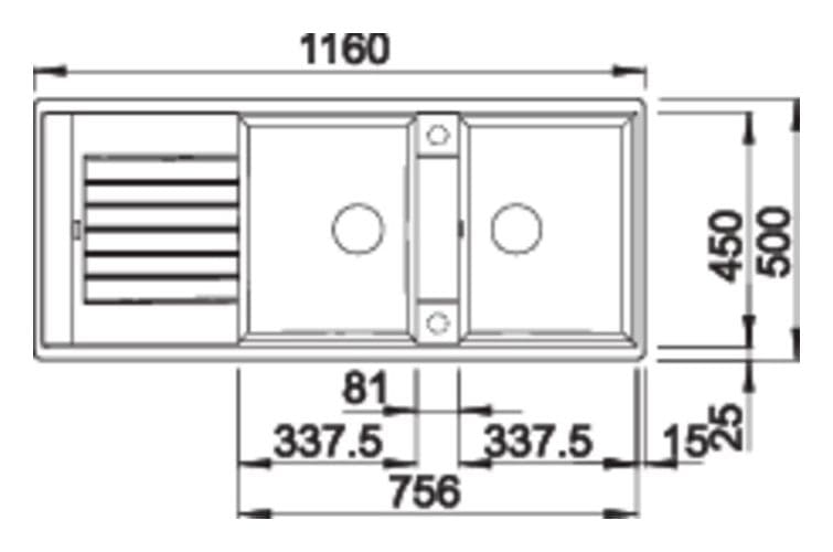 ZIA 8 S Einbauspüle für 80 cm Unterschrank Silgranit 2 Becken  (Schwarz) 