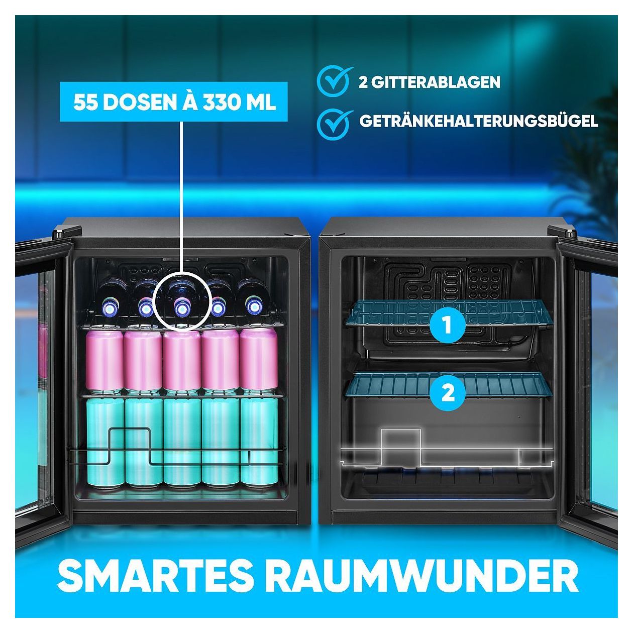 KSG7291 46 l / 46 l Tischkühlschrank EEK: E 66 kWh Jahr  (Schwarz) 