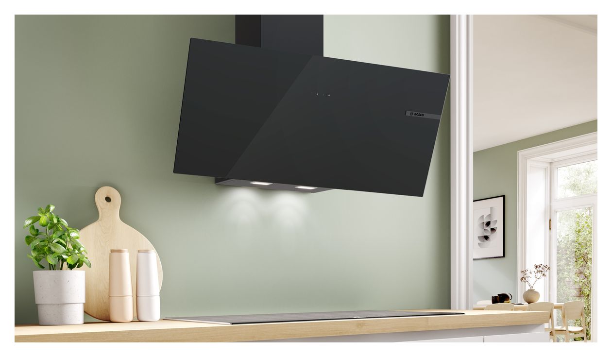 Serie 4 DWK95DF61 Abluft/Umluft Dunstabzugshaube/Esse Wand 90 cm (Schwarz) 