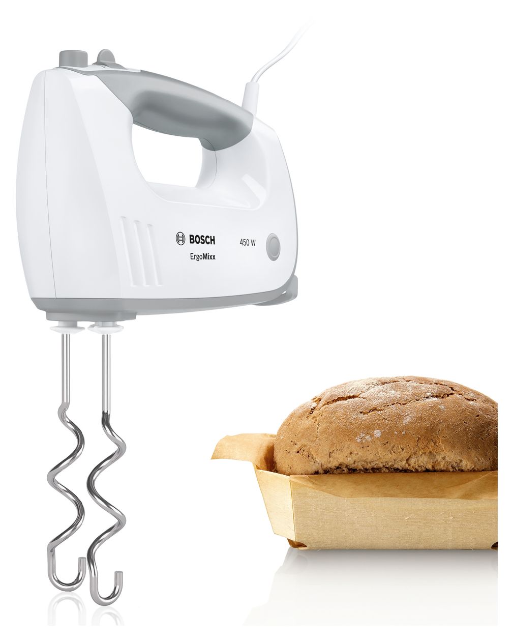 MFQ36400 ErgoMixx Handmixer 450 W 5 Stufen  (Grau, Weiß) 