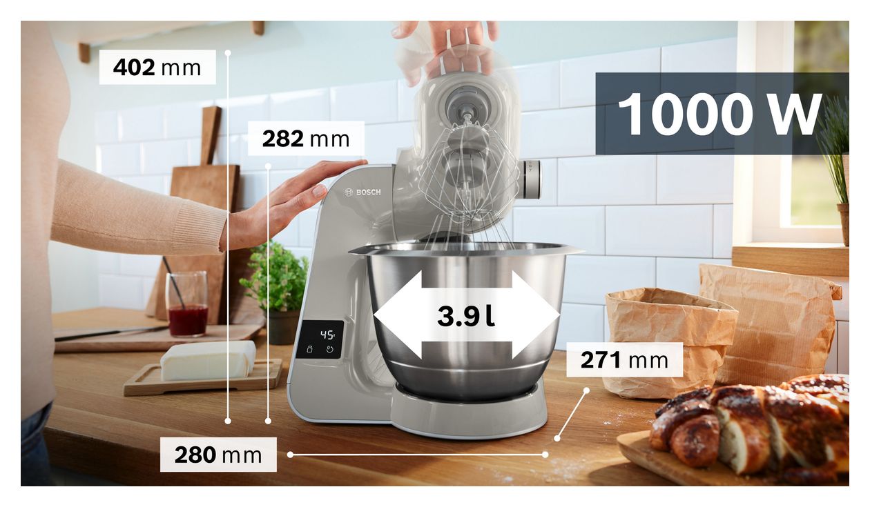 MUM5XL72 1000 W Küchenmaschine 3,9 l mit Waage  (Grau, Silber) 