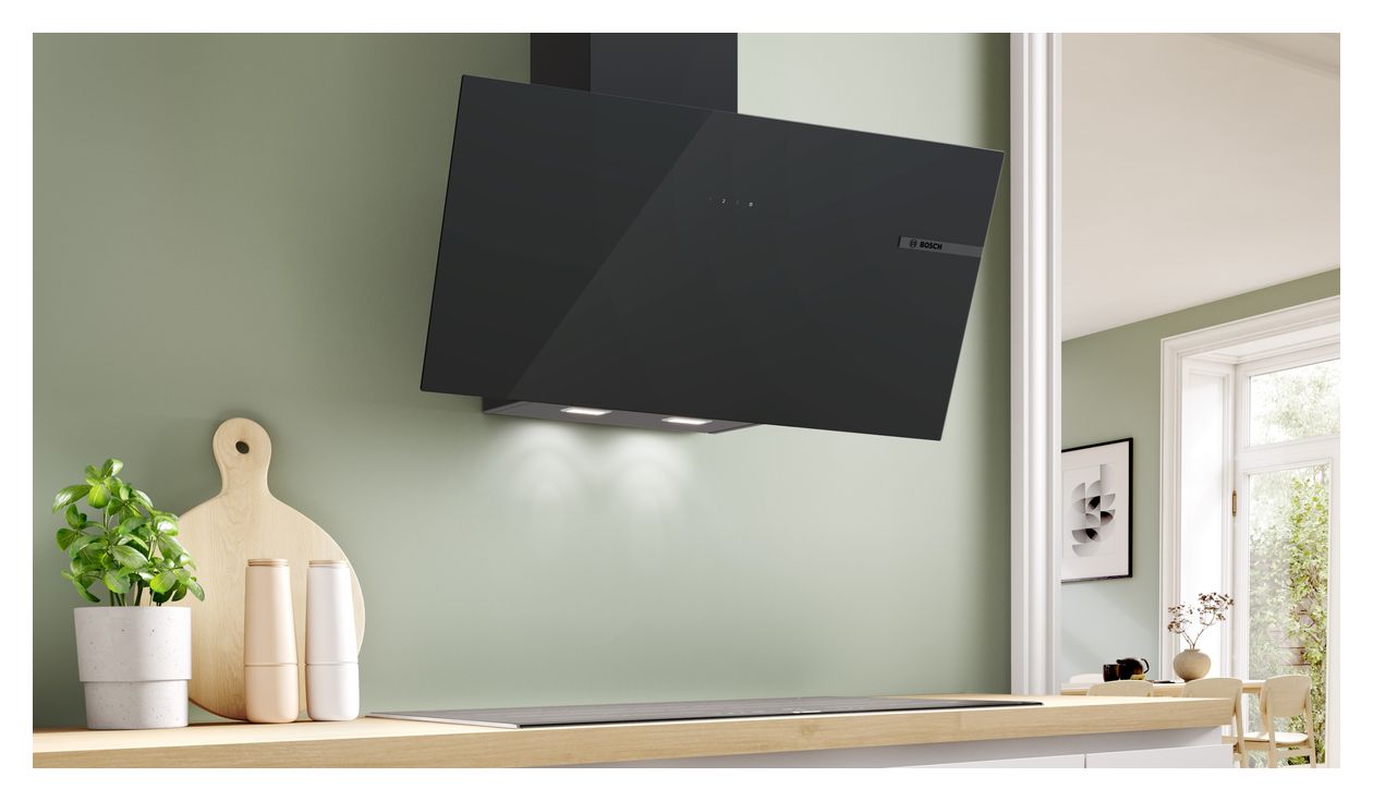 Serie 4 DWK85DF61 Abluft/Umluft Dunstabzugshaube/Esse Wand 80 cm (Schwarz) 