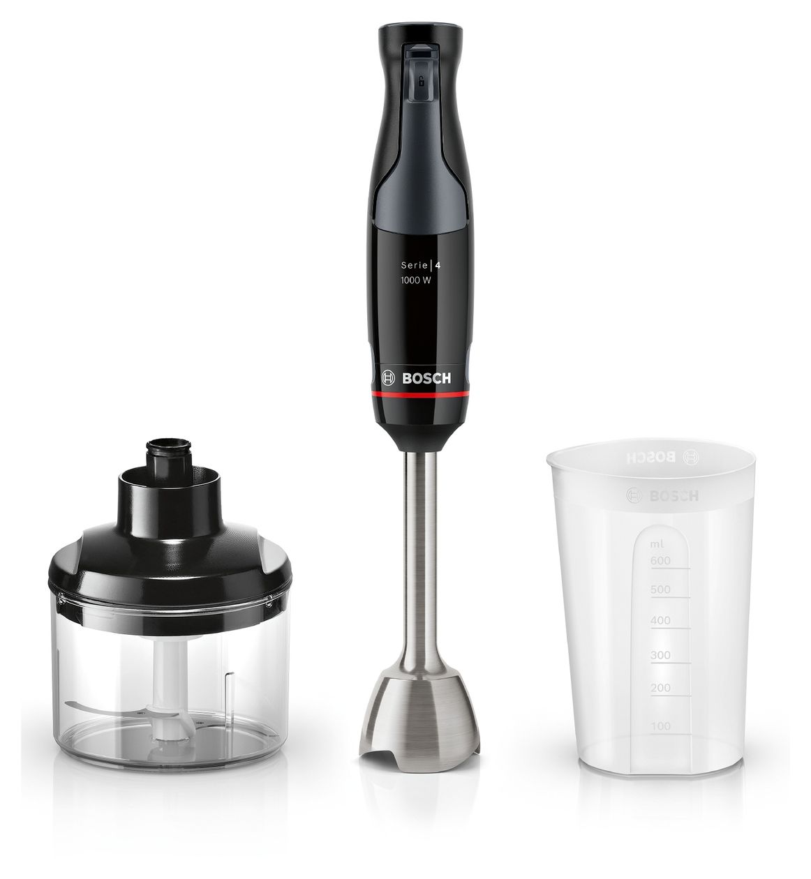 Serie 4 MSM4B620 ErgoMaster Stabmixer 1000 W 12 Stufen  (Schwarz) 