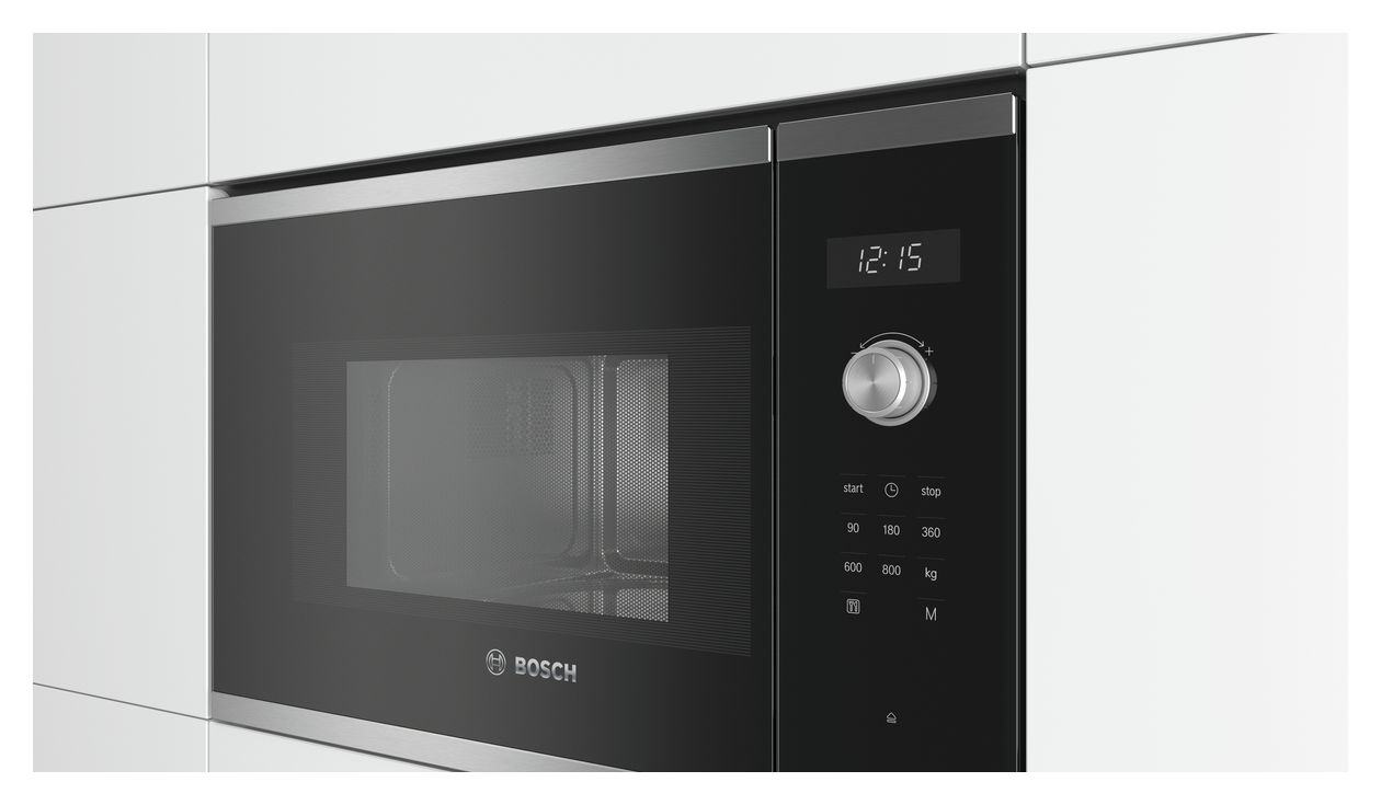 Serie 6 BFL524MS0 Einbau-Mikrowelle 800 W Größe: klein 5 Stufen (Schwarz, Edelstahl) 