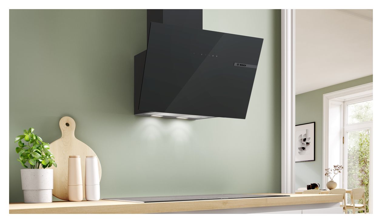 Serie 6 DWK67PN61 Abluft/Umluft Dunstabzugshaube/Esse Wand 60 cm (Schwarz) 