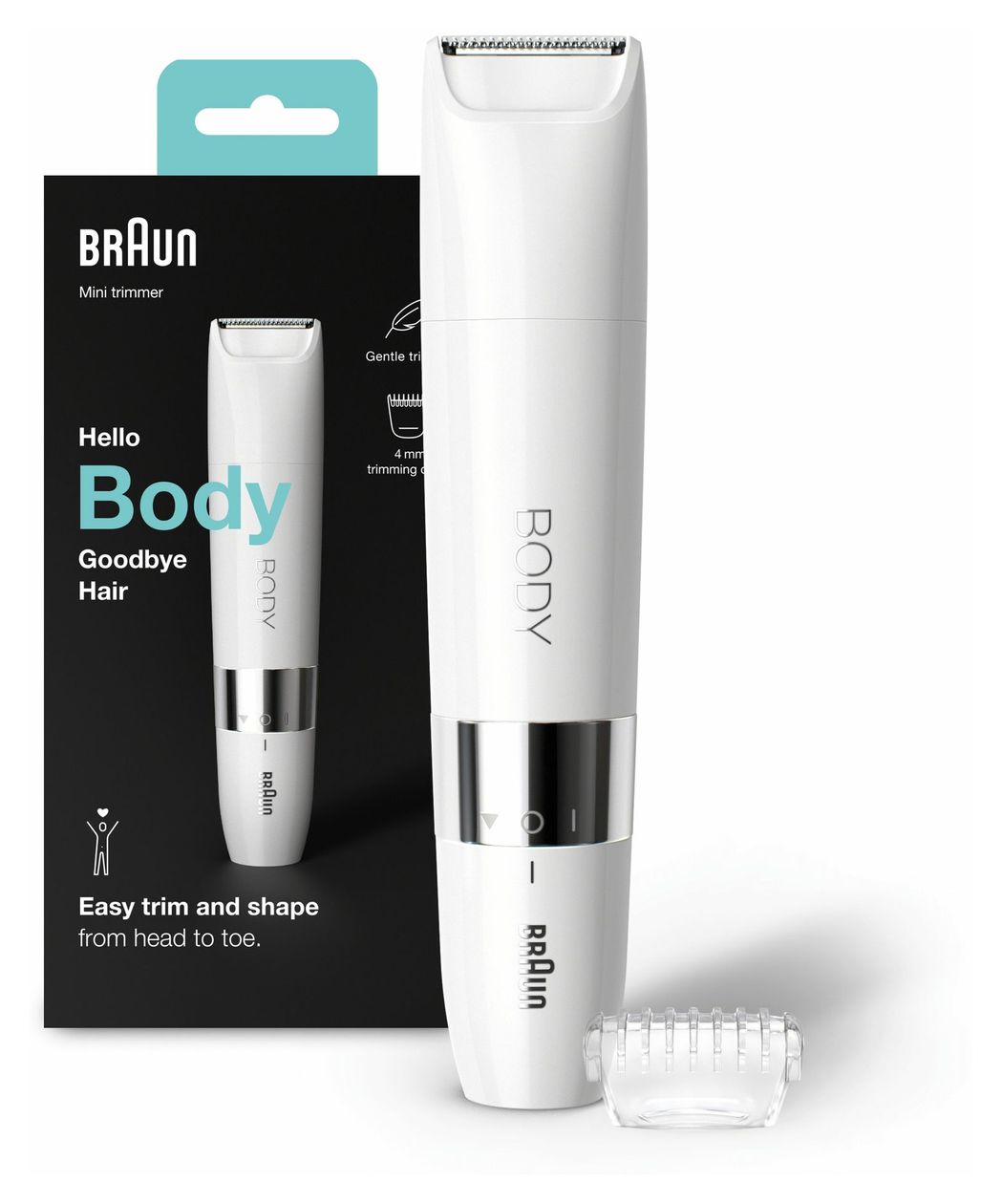 BS1000 Ladyshaver Body Mini Trimmer Haarschneider Batterie/Akku 1 Aufsteckkämme 