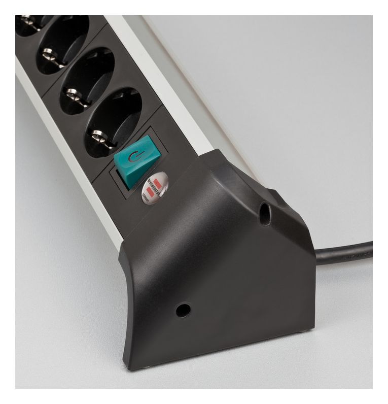 Alu-Office-Line Steckdosenleiste mit USB 4-fach 1,8 m  (Schwarz/Silber) 