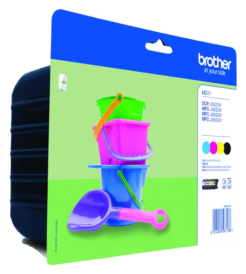 LC-221VALBP originale Druckerpatronen Schwarz, Cyan, Magenta, Gelb 260 Seiten 