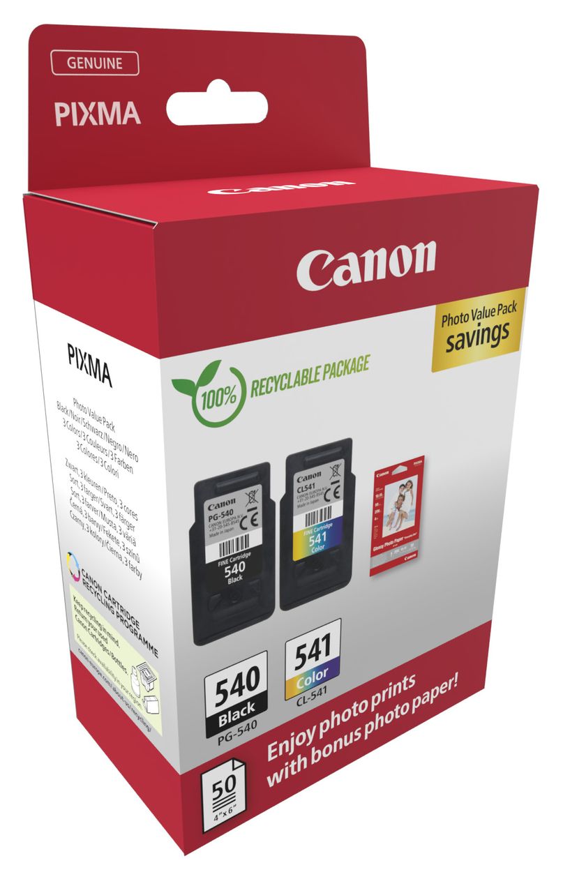 PG-540/CL-541 Photo Value Pack originale Druckerpatronen Schwarz, Cyan, Magenta, Gelb 