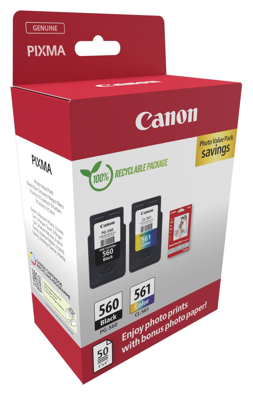 PG-560/CL-561 Photo Value Pack (PVP) originale Druckerpatronen Schwarz, Cyan, Magenta, Gelb 