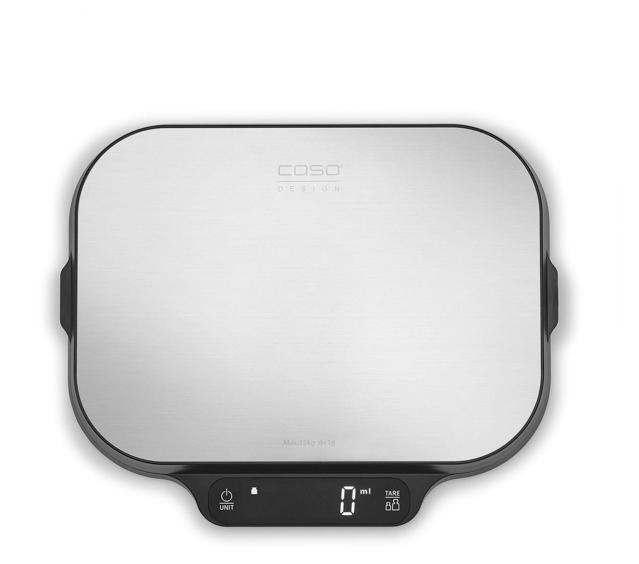 Kitchen Duo Elektronische Küchenwaage bis 15 kg Genauigkeit 0,1 g  (Schwarz, Edelstahl) 