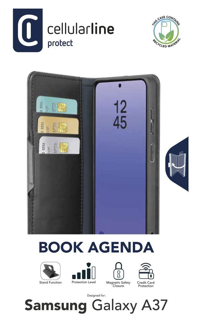 Book Agenda 2 Folio für Samsung Galaxy A37  (Schwarz) 