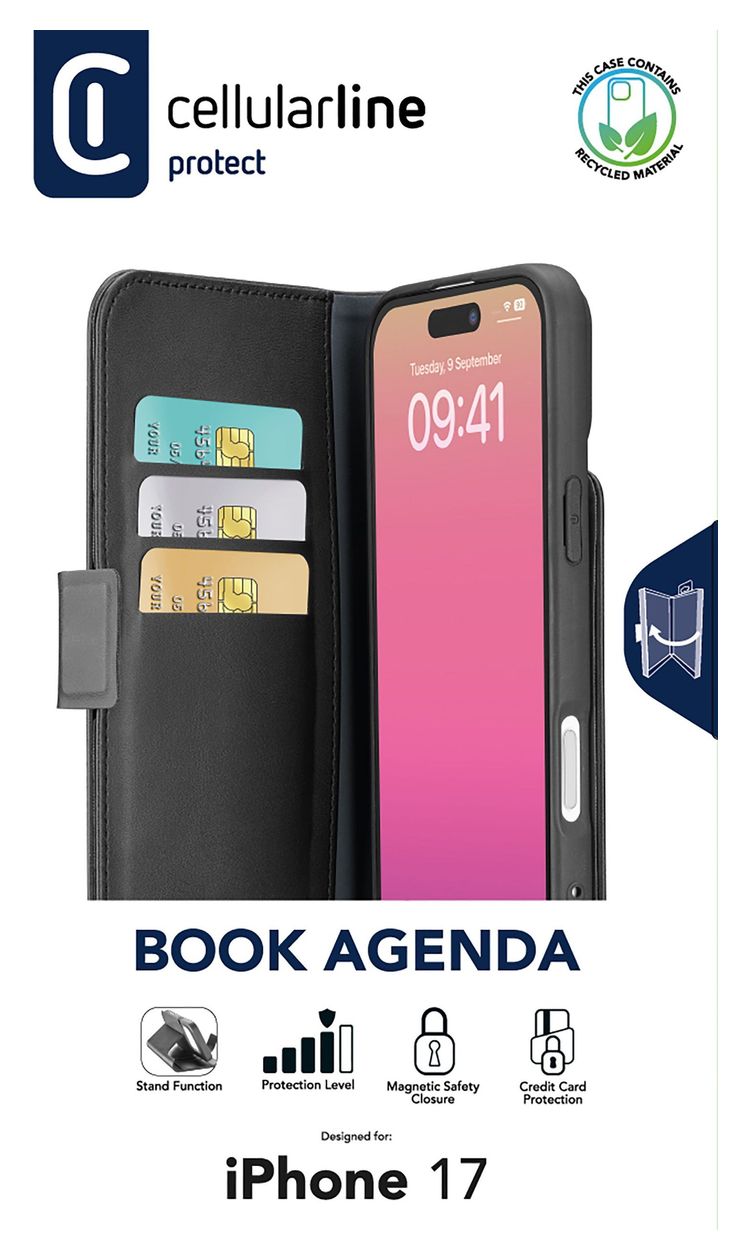 Book Agenda Folio für Apple iPhone 17  (Schwarz) 