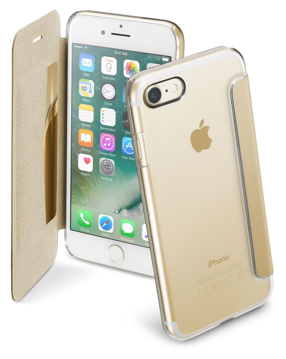 Clear Book Folio für Apple iPhone 7  (Gold, Transparent) 