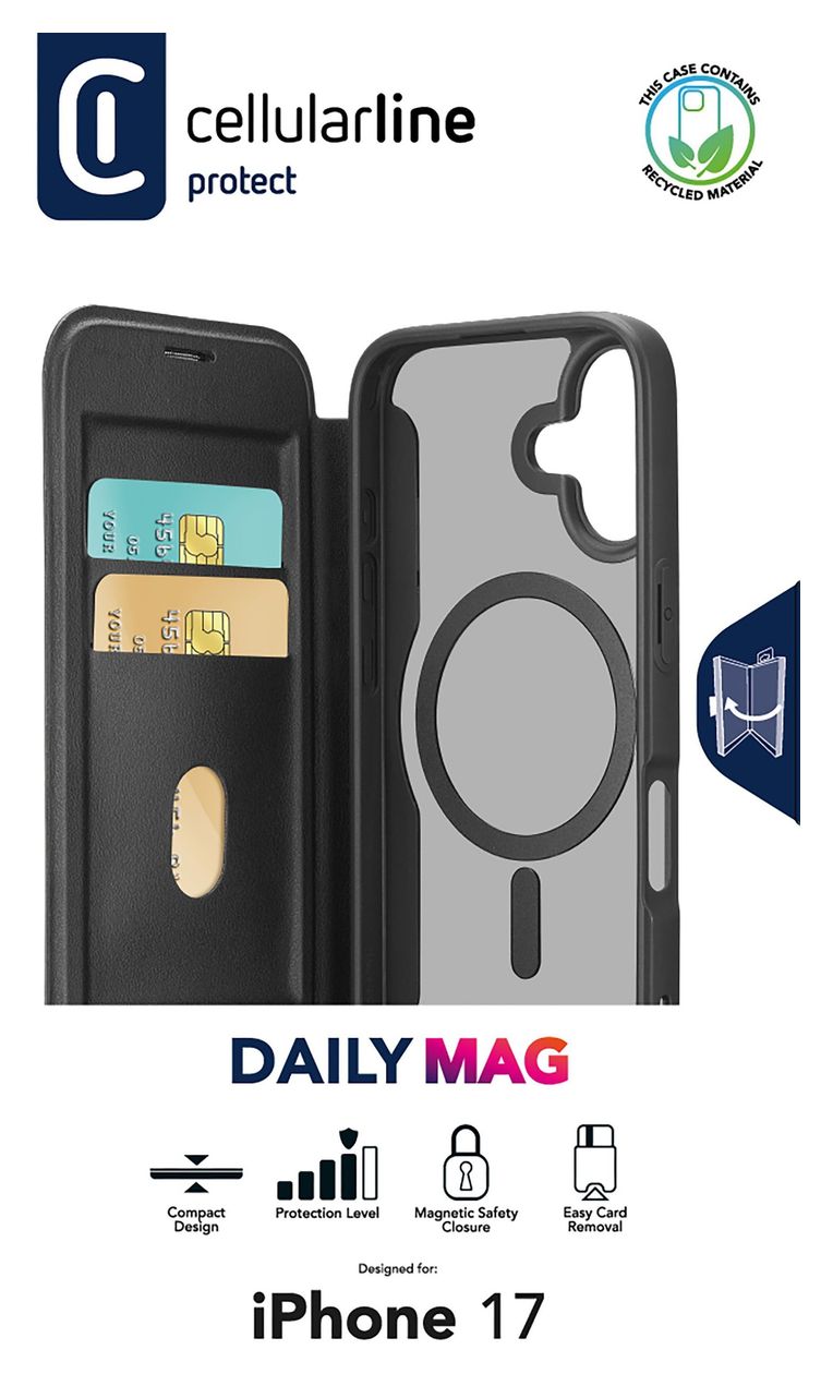 Daily Mag Folio für Apple iPhone 17  (Schwarz) 
