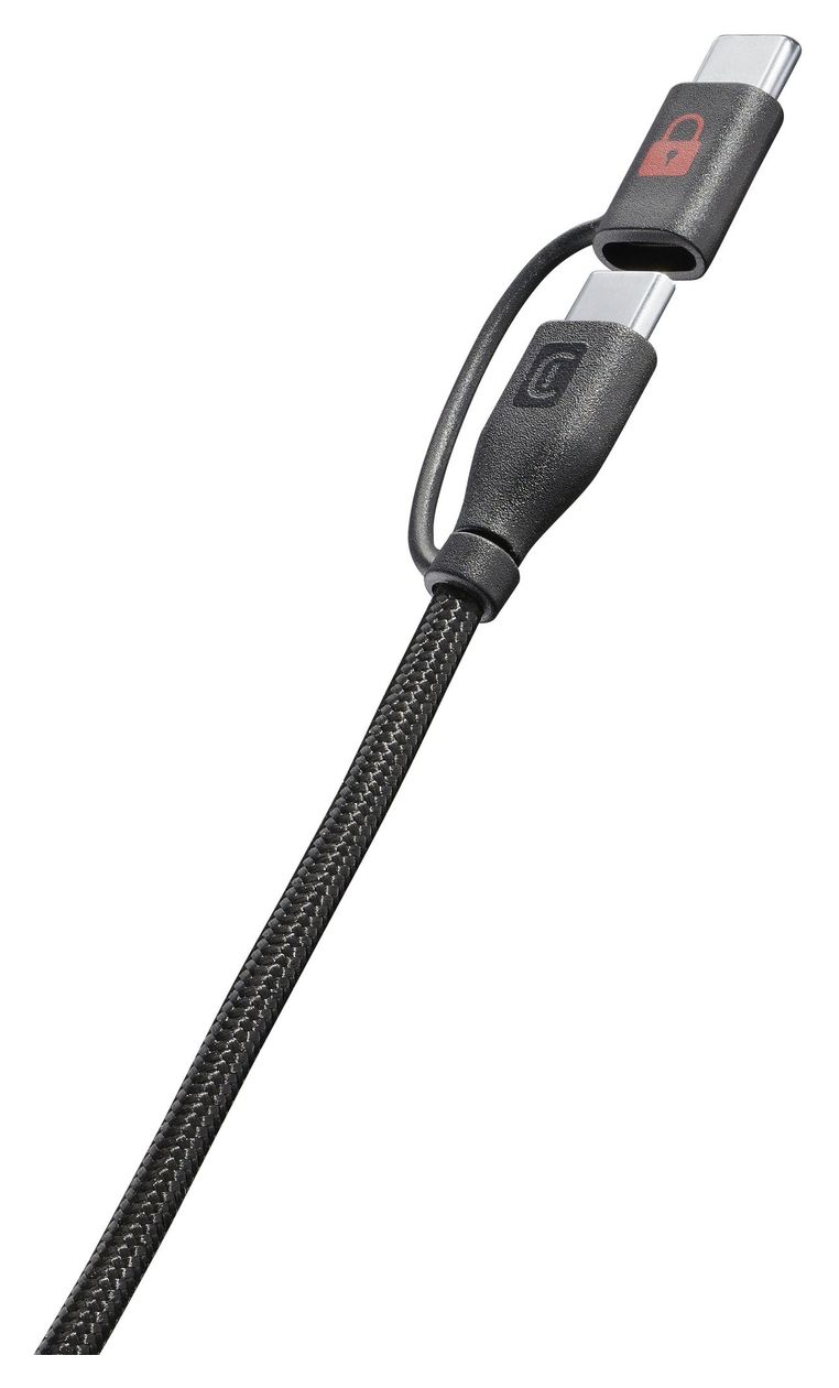 Data Security Cable Rundkabel USB C auf USB C Männlich bis 60 W 1,5 m  (Schwarz) 