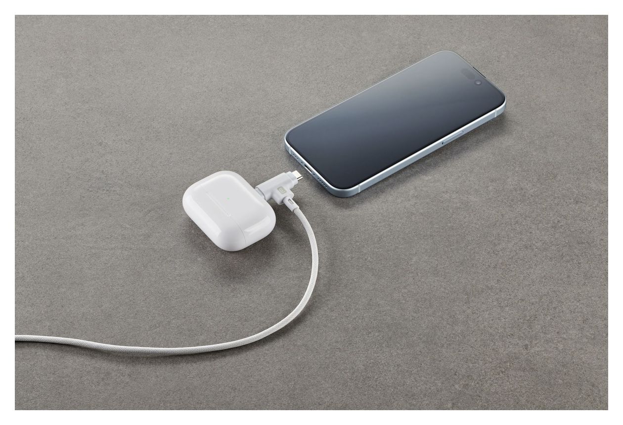 Dual Cable Stecker Lightning auf USB C Abgewinkelt 1,5 m  (Weiß) 