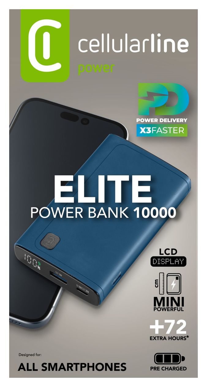 Elite 10000 mAh Powerbank USB Typ-C  (Blau) 