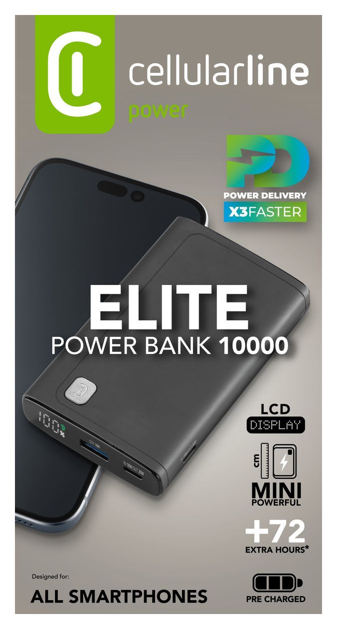 Elite 10000 mAh Powerbank USB Typ-C  (Schwarz) 