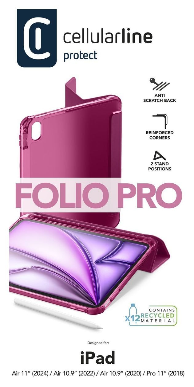 Folio Folio aus Kunstleder für Apple iPad Air 10.9" (2022), iPad Air 10.9'' (2020), iPad Pro 11'' (2018) bis 27,9 cm (11") (Pink) 