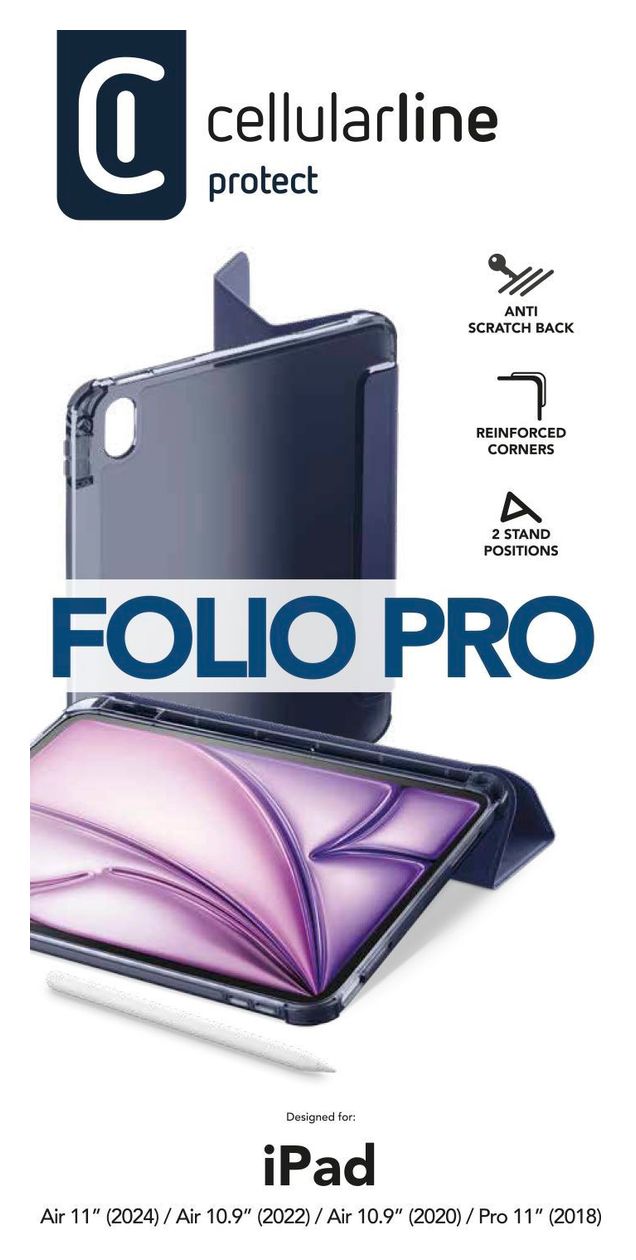 Folio Pro Folio aus Kunstleder für Apple iPad Air 11 Zoll M2/M3/M4 und 4./5.Gen und iPad Pro 11 1.Gen bis 27,9 cm (11") (Blau) 