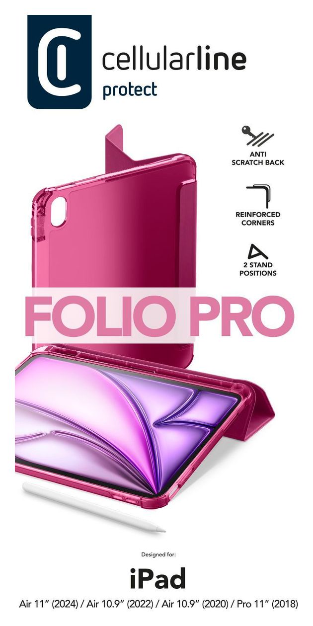 Folio Pro Folio aus Kunstleder für Apple iPad Air 11 Zoll M2/M3/M4 und 4./5.Gen und iPad Pro 11 1.Gen bis 27,9 cm (11") (Pink) 