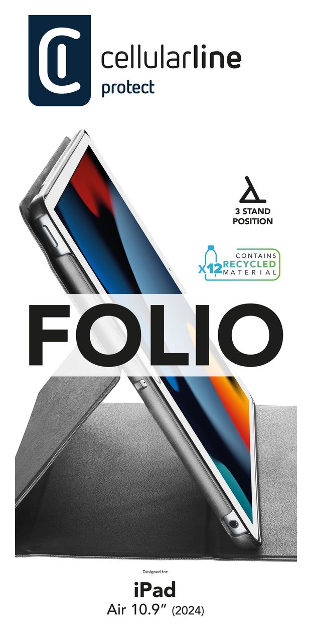 Folio Pro Folio aus Kunstleder für Apple iPad Air 10.9" (2022), iPad Air 10.9'' (2020), iPad Pro 11'' (2018), iPad Air 11'' (2024) bis 27,9 cm (11") (Schwarz) 