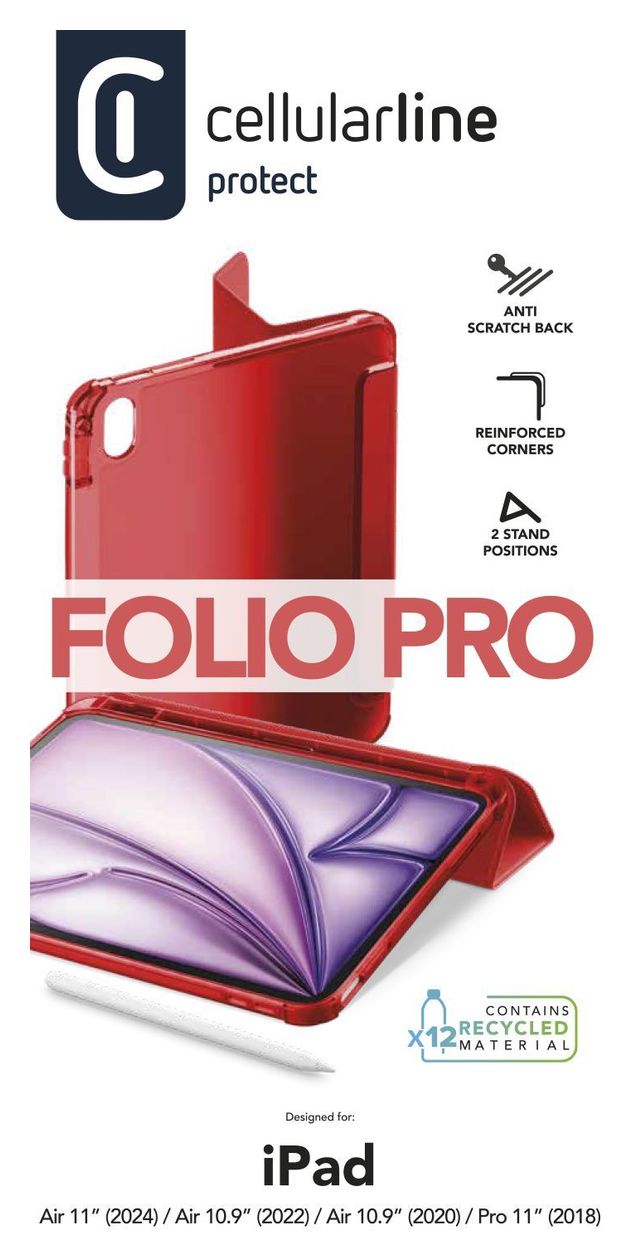 Folio Pro Folio aus Kunstleder für Apple IPAD AIR 10.9" (2020) IPAD AIR 10.9'' (2022) IPAD AIR 11" (2024) IPAD PRO 11" (2018) bis 27,9 cm (11") (Rot) 