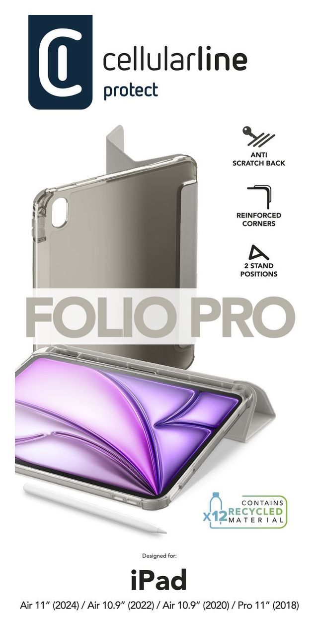 Folio Pro Folio aus Kunstleder für Apple IPAD AIR 10.9" (2020) IPAD AIR 10.9'' (2022) IPAD AIR 11" (2024) IPAD PRO 11" (2018) bis 27,9 cm (11") (Grau) 