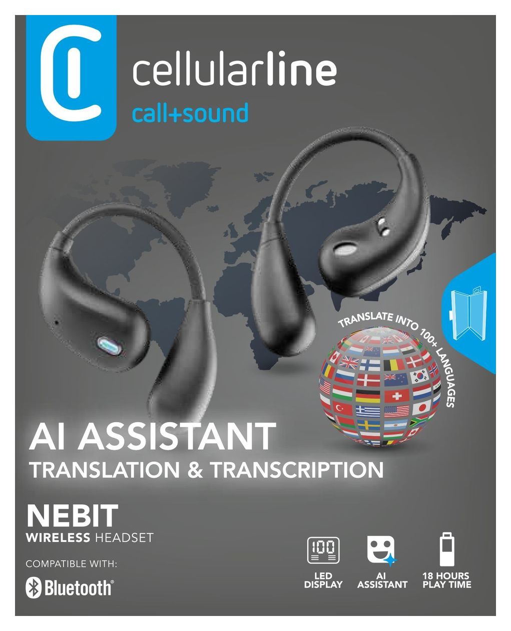 Nebit TWS Translator Bluetooth Kopfhörer Kabellos TWS  (Schwarz) 