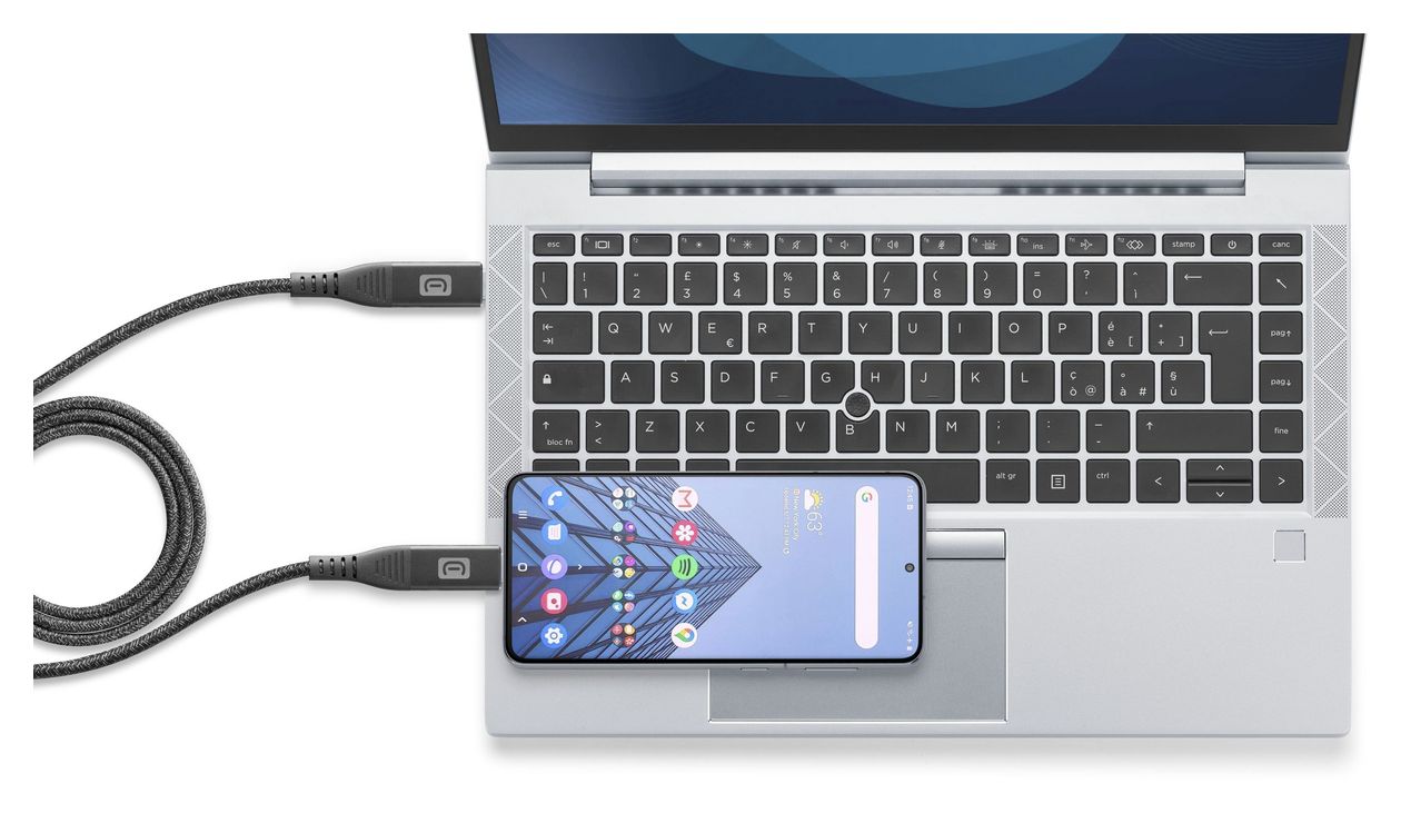 Power Cable 10 Gbit/s USB C auf USB C Männlich bis 100 W 1 m  (Schwarz) 