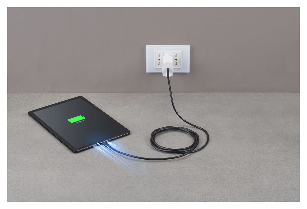 Power Data Cable USB C auf USB C Männlich bis 100 W 2 m  (Schwarz) 