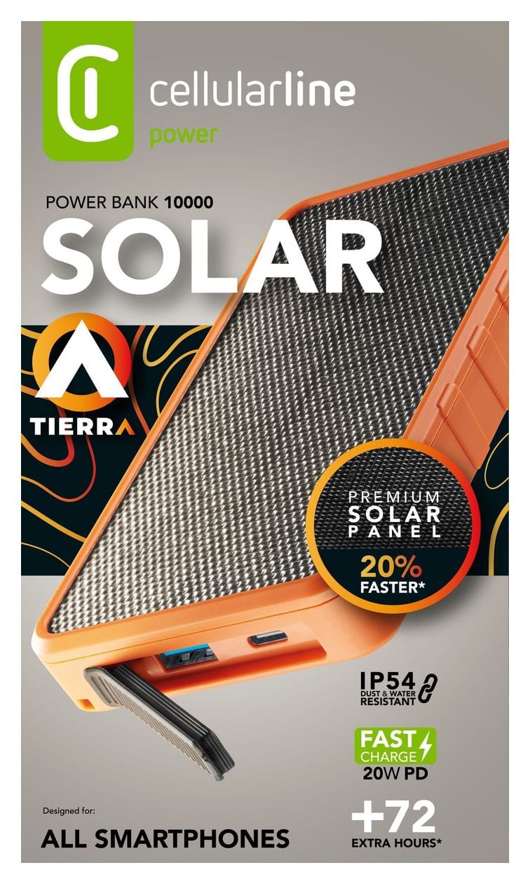 Solar 10000 mAh Powerbank USB Typ-C  (Orange) 