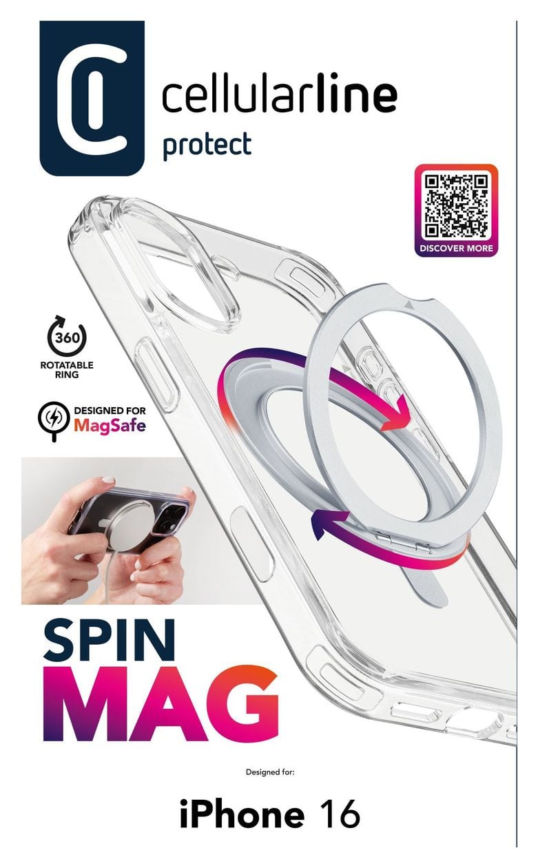 Spin Mag Cover für Apple iPhone 16  (Transparent) 